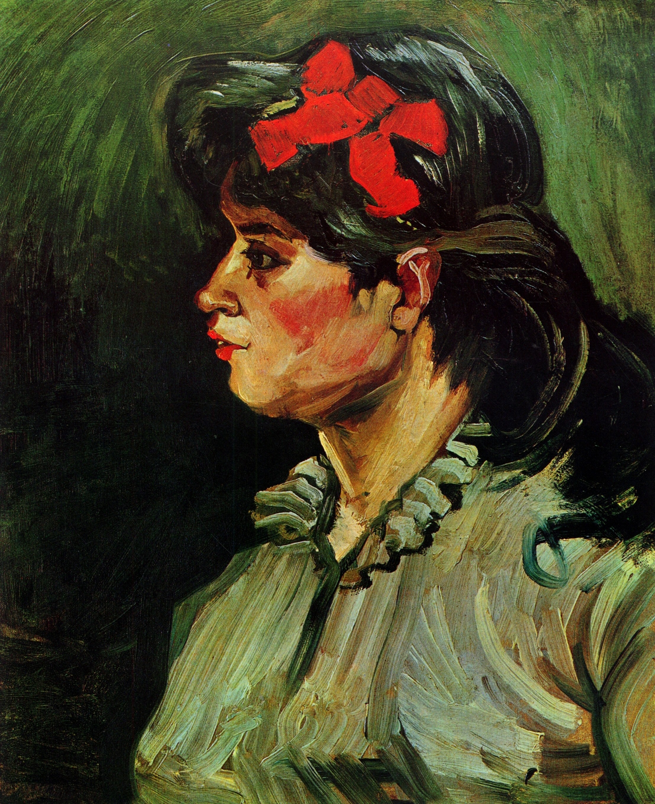 Картина Ван Гога Портрет женщины с красной лентой 1885
